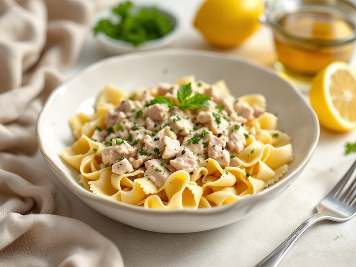 Farfalle mit Sesam-Thunfisch und Limettenbutter