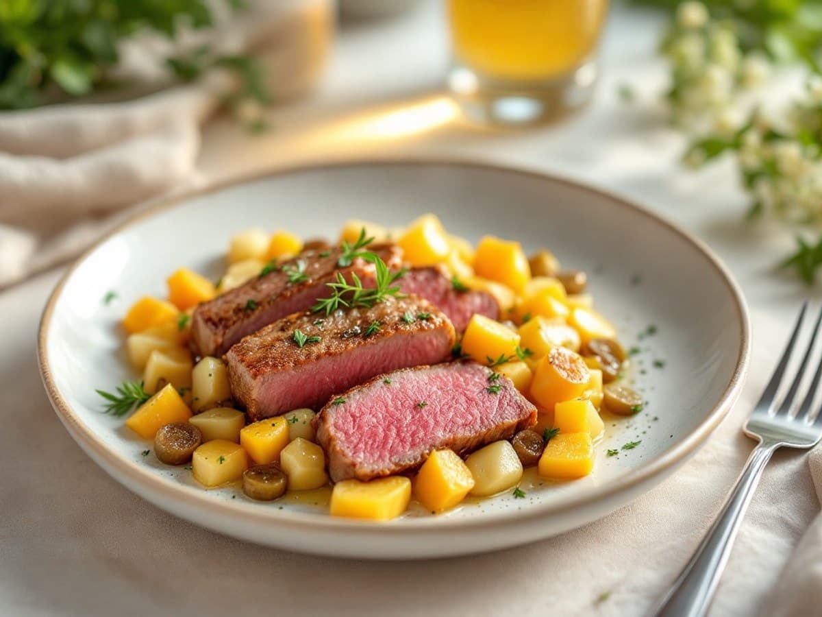 Rinderfilet-Ragout mit Blumenkohl und Butterkartoffeln