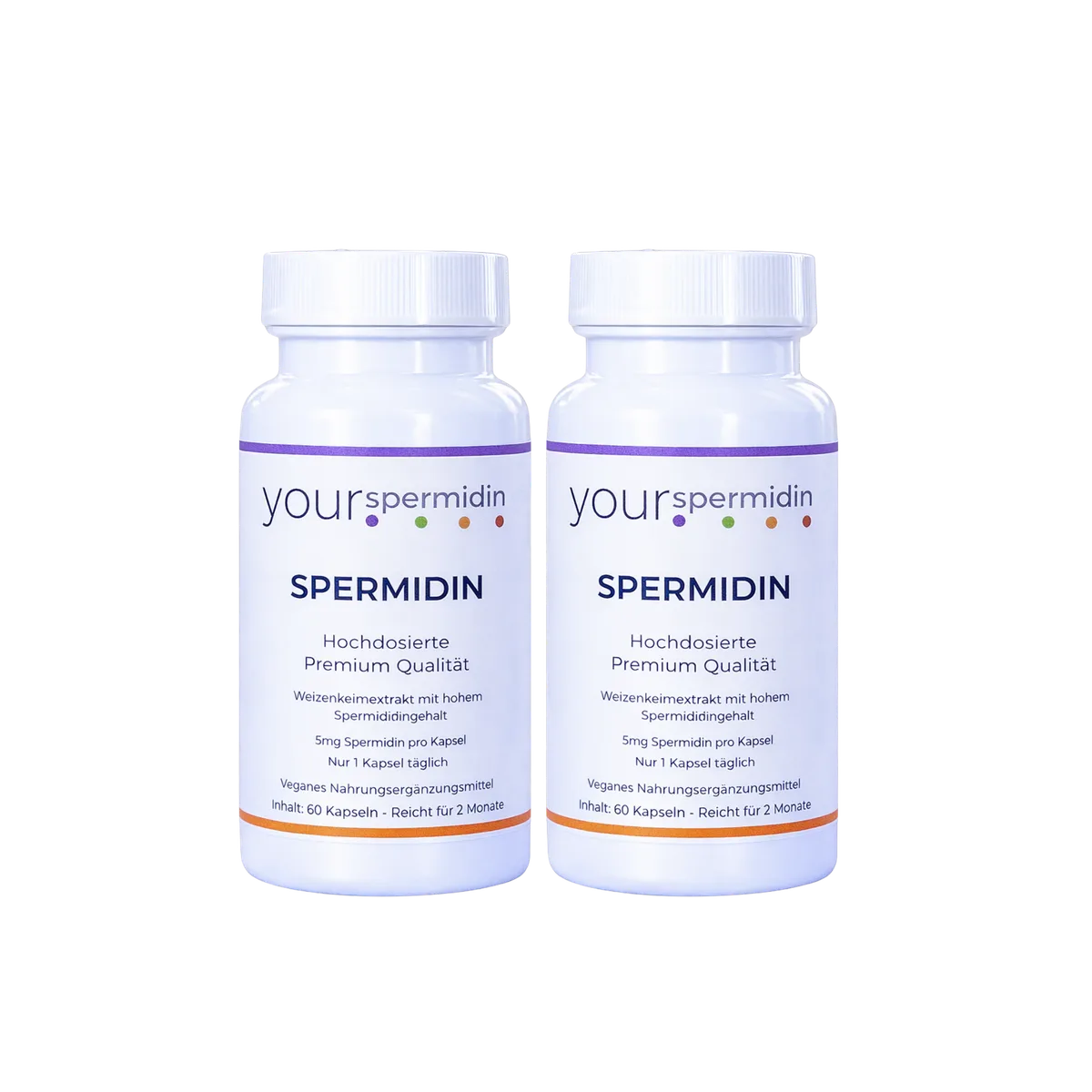 Spermidin, 5mg hochdosiert, Vorteilsset, 2 x 60 Kapseln, 15% Sparen