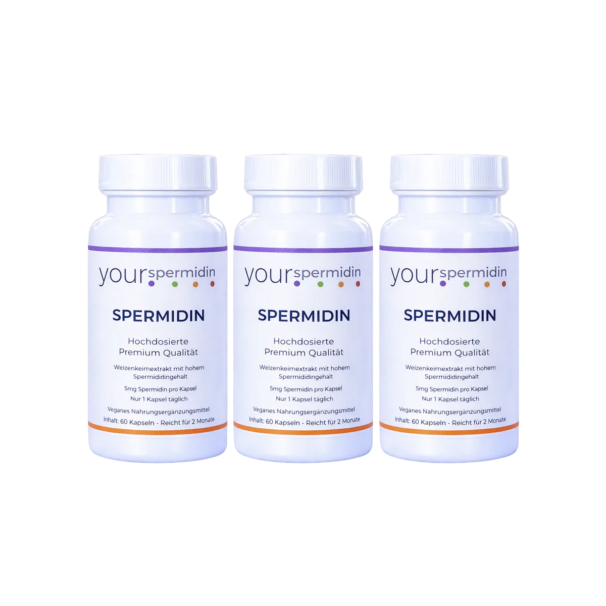 Spermidin Hochdosiert 5mg | Spermidin für 6 Monate | Weizenkeimextrakt Kapseln Kaufen | 3-er Vorteilsset