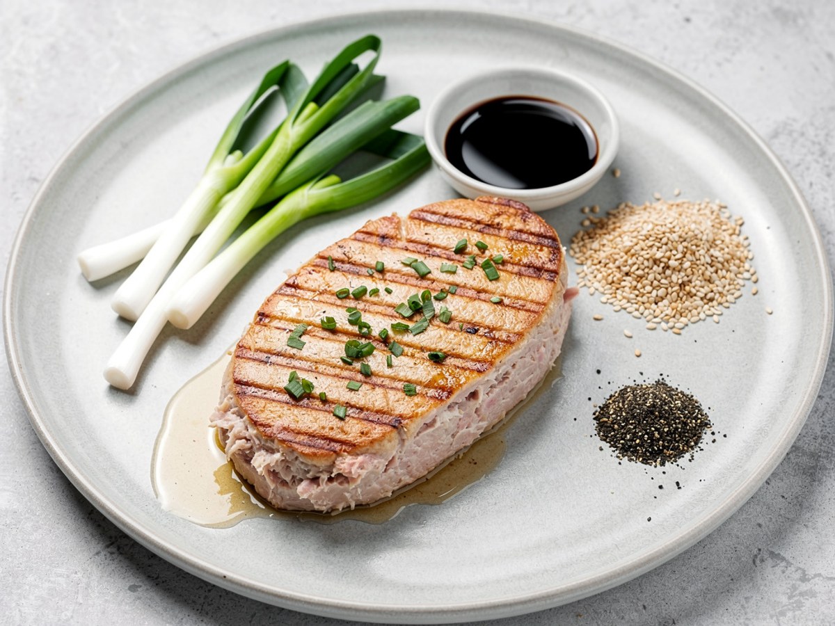 Sesam-Thunfischsteak mit Frühlingszwiebeln
